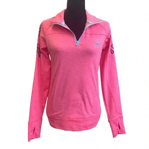 Victoria's Secret PINK Quarter Zip Fitted Athletic Top Bright Pink Size S
